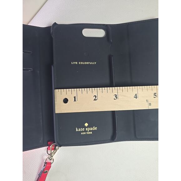 Kate Spade iPhone 7 Plus Folio Phone Case Wallet Wristlet Cover Red School - Picture 7 of 7